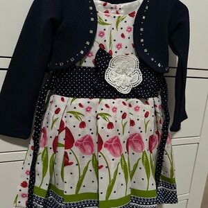 Floral Dress with Navy Bolero
